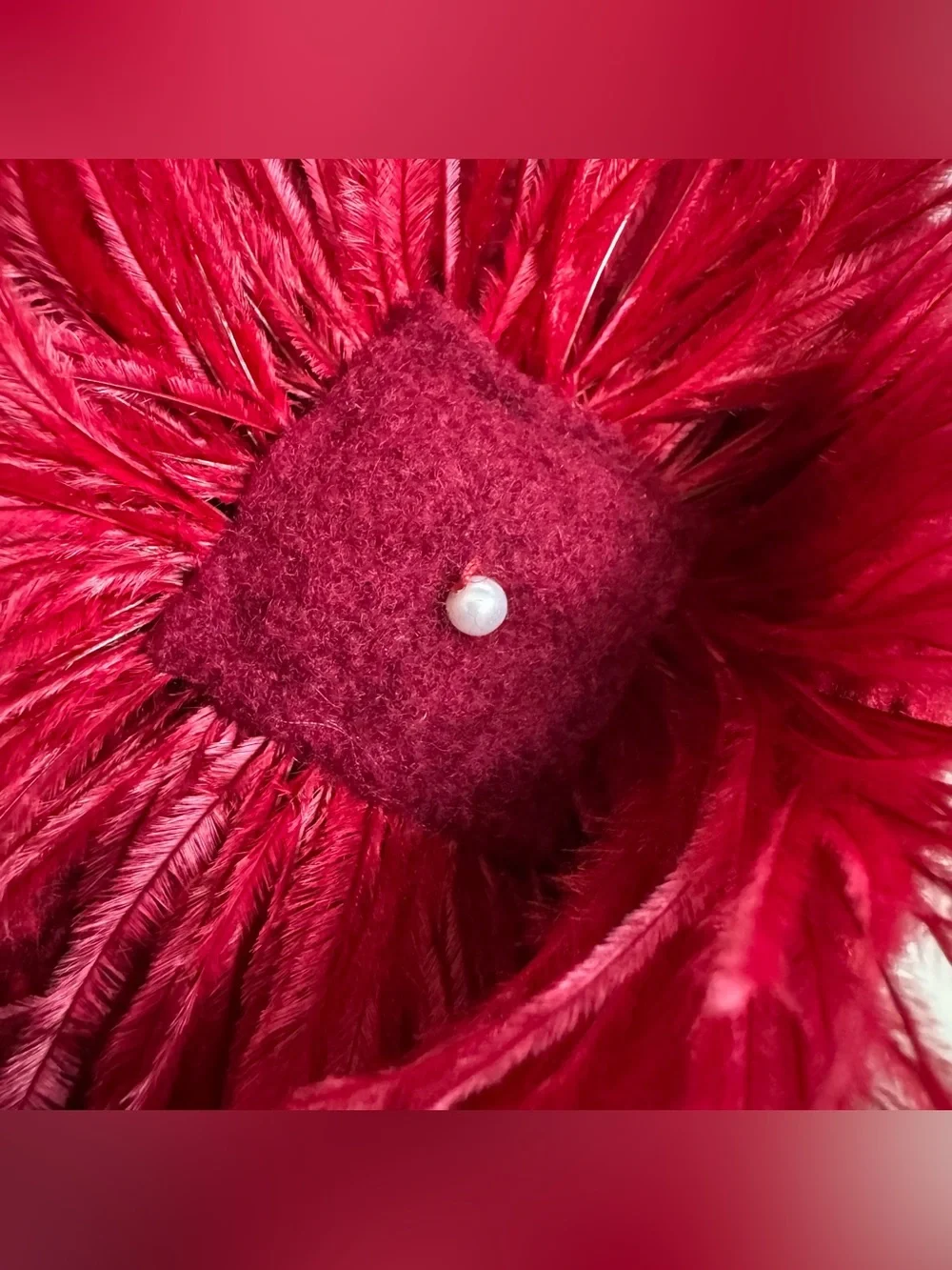 Mad4Hats Patsy Flood O'Connor Red Wool Feather Hat Derby Millinery Ireland Boho